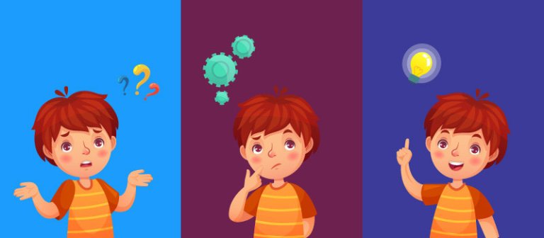 Caricatura de un niño de pensando.