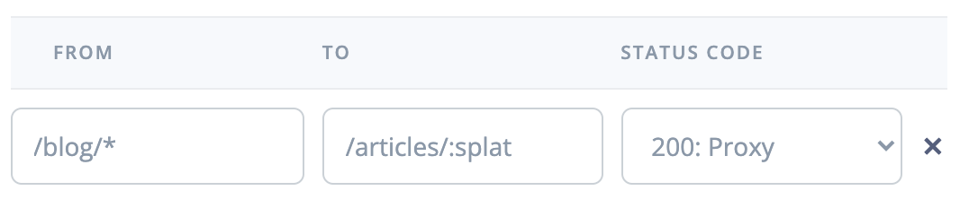 Example Webflow redirect rule with wildcard splat