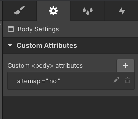 Example Webflow element settings