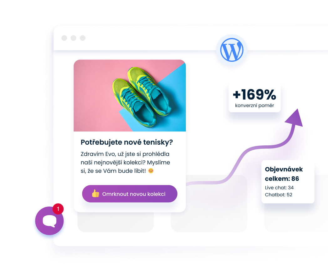 Illustration of a chatbox on a Wordpress store