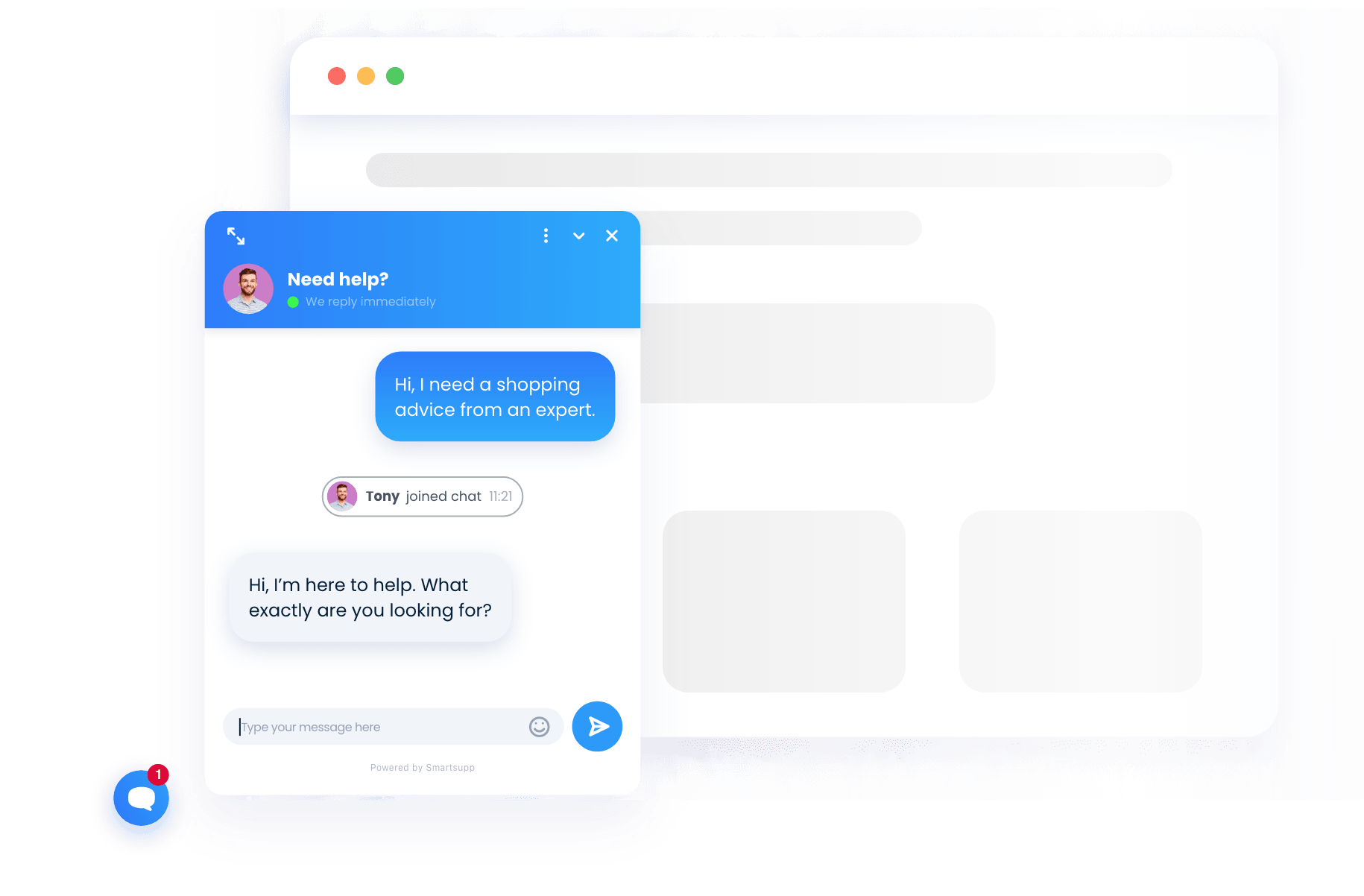 Conversación de chat en vivo entre un cliente y un agente