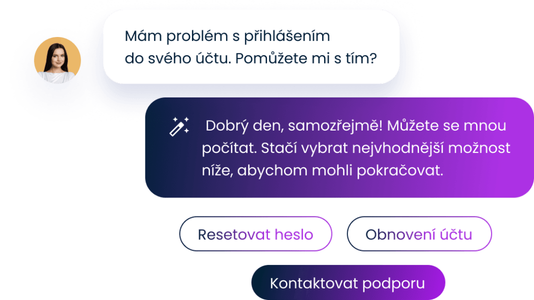 Snižte náklady pomocí AI chatbota použitím automatizovaných odpovědí.