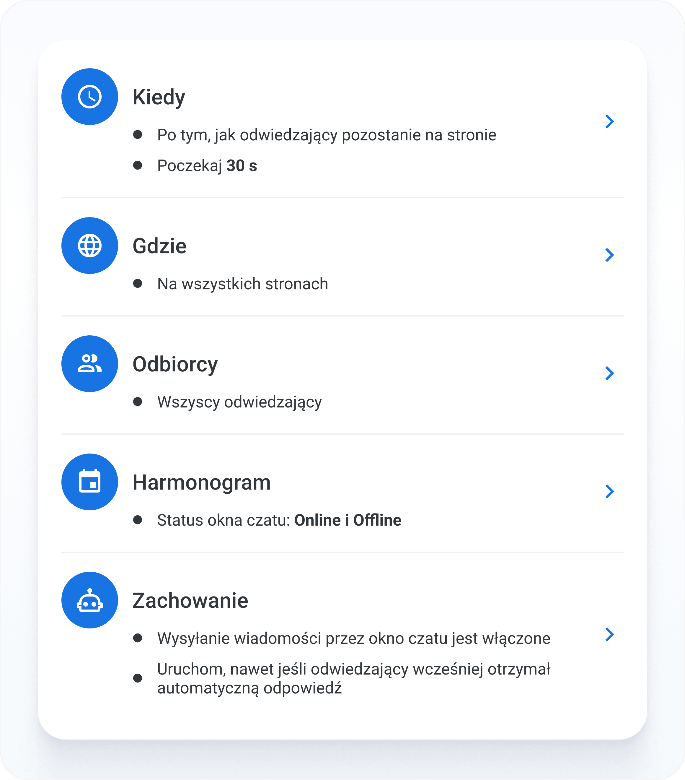 Zaawansowane ustawienia Czatbot buildera