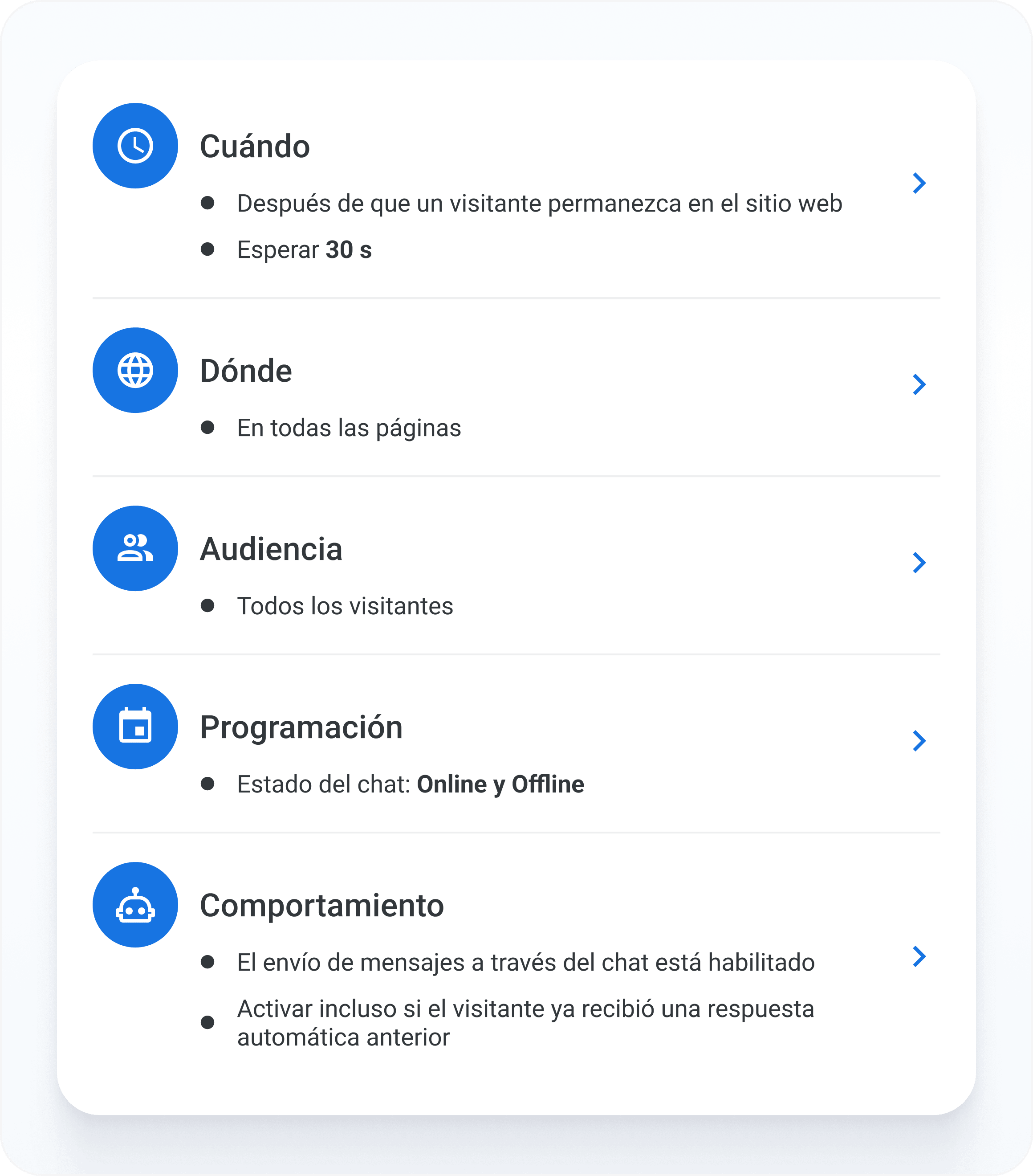 Configuración avanzada del creador de chatbot