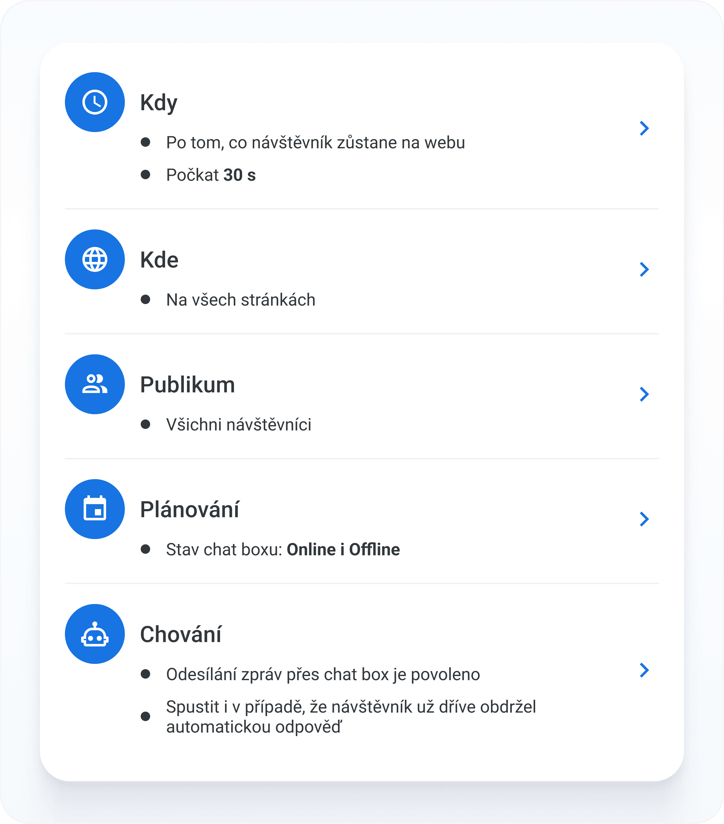 Nástroj pro tvorbu chatbotů – pokročilá nastavení