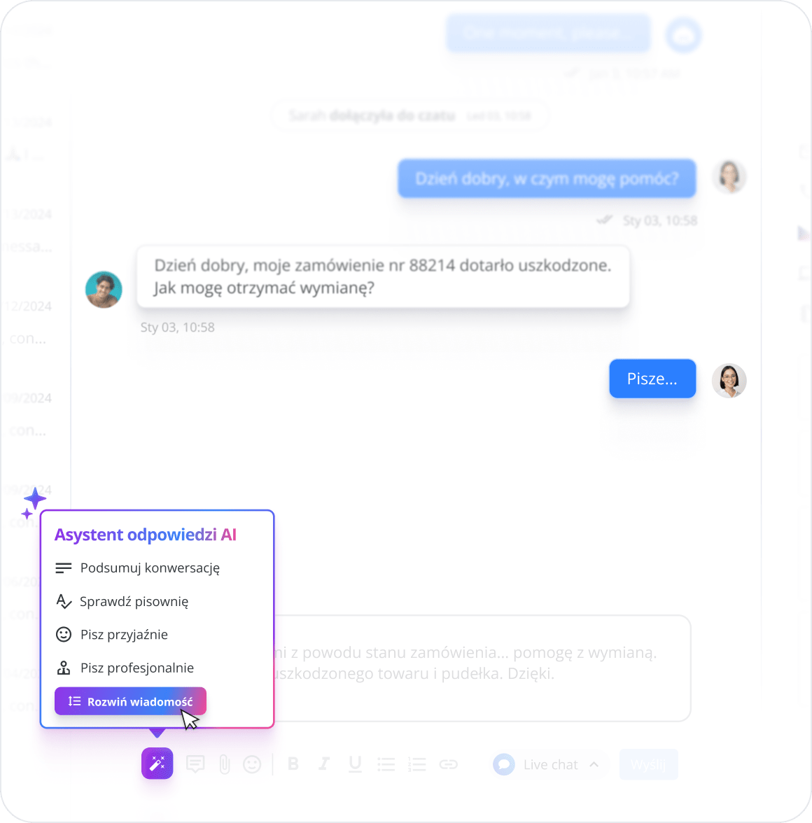 Asystent odpowiedzi AI – Przyspiesz swój czas odpowiedzi o połowę