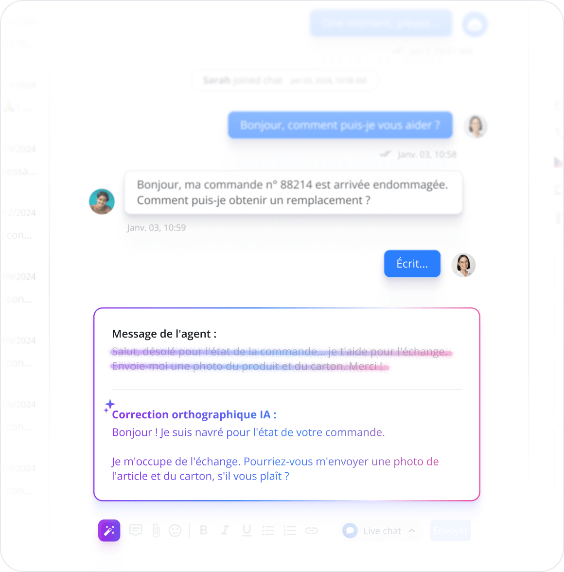 Assistant de réponse AI - Vérification grammaticale