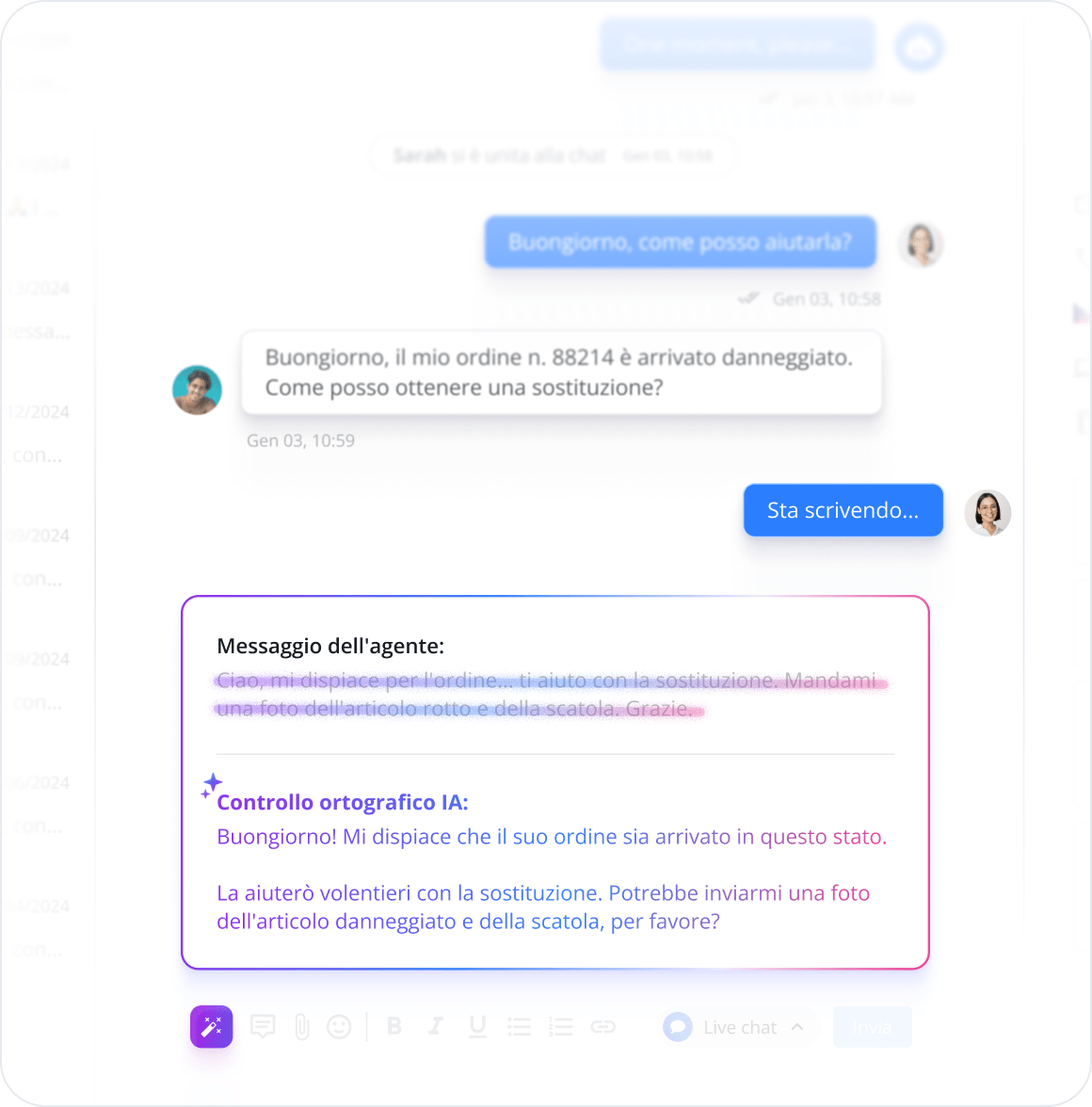 Assistente di risposta AI - Controllo grammaticale