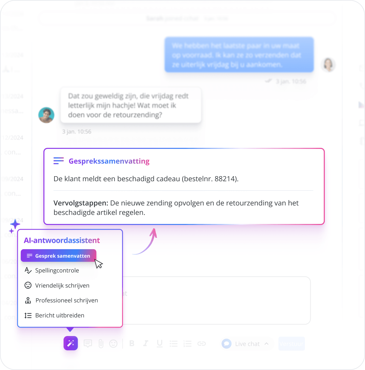 AI-antwoordassistent - Gesprekgeschiedenis samenvatten