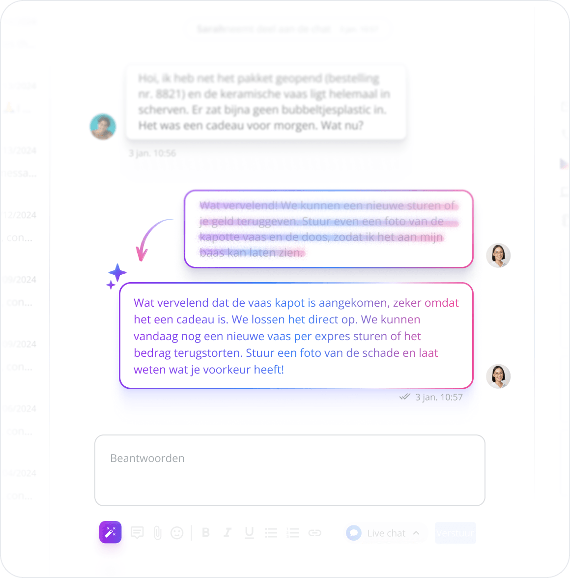 AI-antwoordassistent - Stel een professionele toon voor je merk in