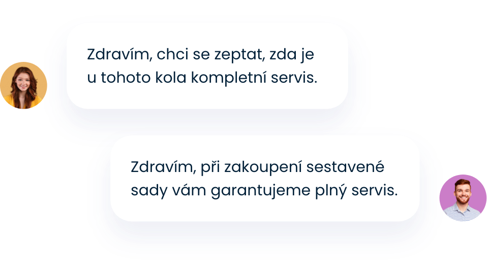 Live chatová konverzace mezi zákazníkem a asistentem péče o zákazníky