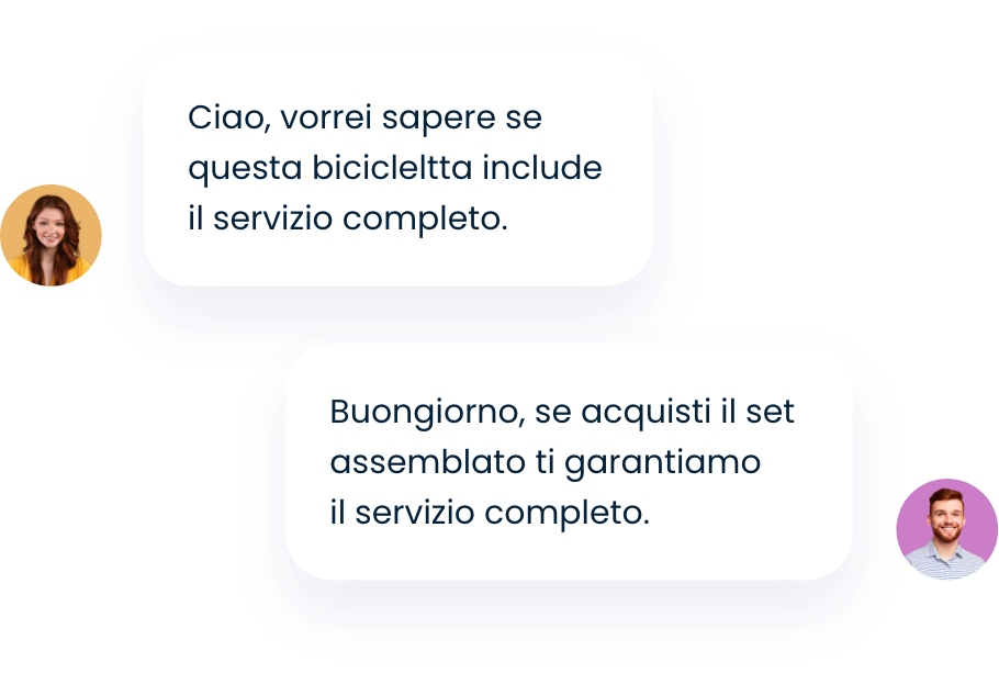 Conversazione in live chat tra una cliente e un negoziante