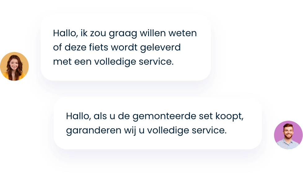 Live chat gesprek tussen een klant en een customer care medewerker