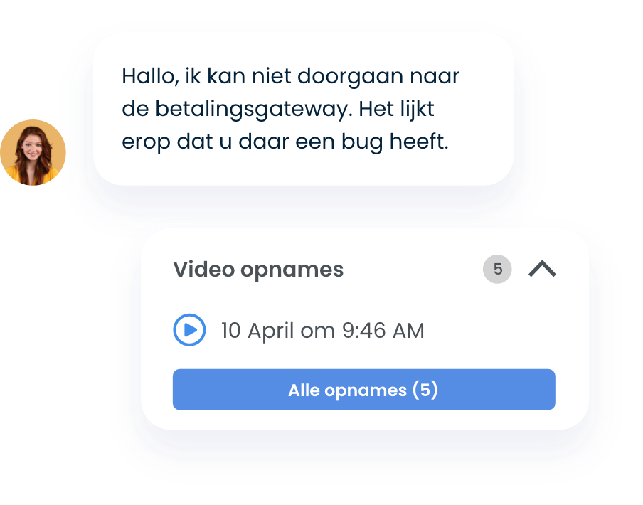 Vrouw die om hulp vraagt en een doos met video-opnames van haar gedrag om af te spelen