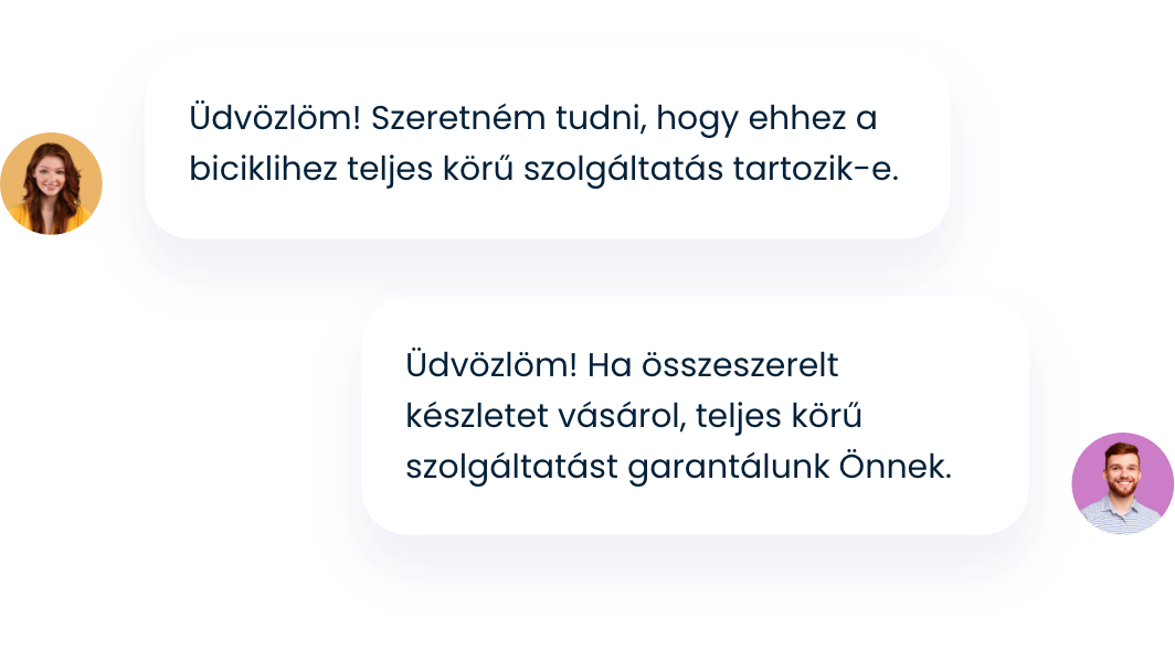 Élő chat beszélgetés egy vásárló és egy ügyfélszolgálati munkatárs között