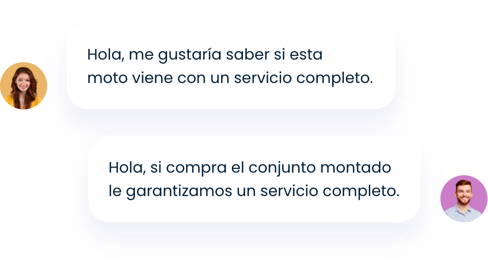 Conversación de chat en vivo entre un cliente y un asistente de atención al cliente