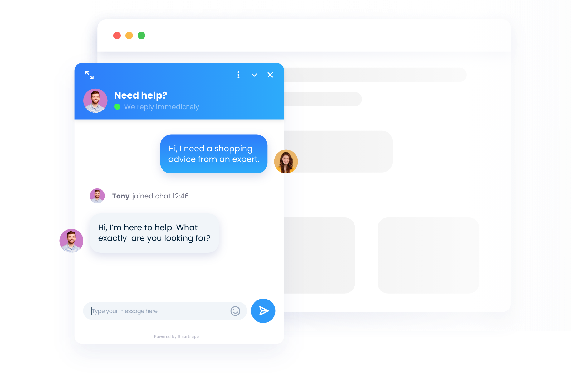 Live chat conversation between a customer and an agent