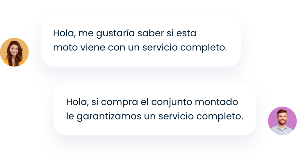 Conversación de chat en vivo entre un cliente y un asistente de atención al cliente