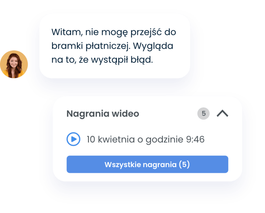Kobieta prosząca o pomoc i skrzynka zawierająca nagrania wideo dotyczące jej zachowania, które można odtworzyć
