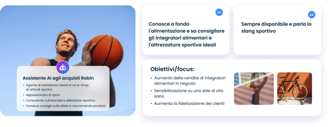 Caso d'uso dell'assistente agli acquisti AI come esperto di sport