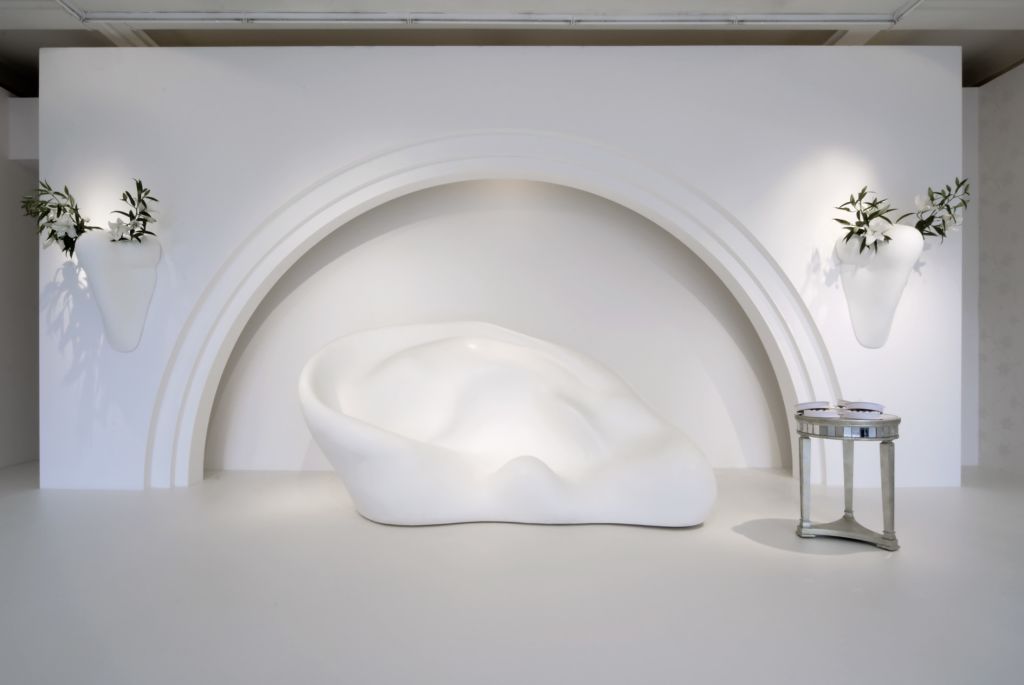 John Baldessari – Ear Sofa; Nose Sconces with Flowers (In Stage Setting) – London