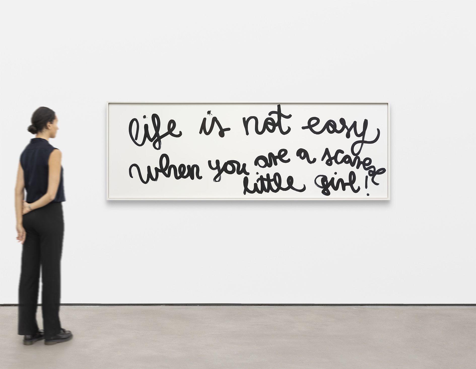 <p><b>Nora Turato<br />
</b><i>life is not easy when you are a scared little girl!</i>, 2025<br />
Ink on paper<br />
88.9 &times; 254.2 &times; 5.3 cm | 35 &times; 100 &times; 2 inches (framed)</p>
