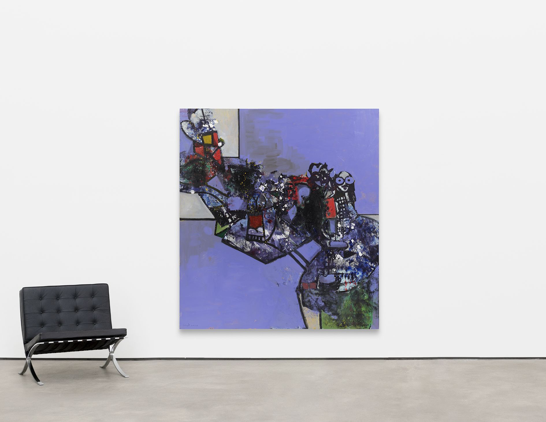<p><b>George Condo<br />
</b><i>Out the Window</i>, 2024<br />
Oil on linen<br />
213.4 &times; 193 cm | 84 &times; 76 inches</p>
