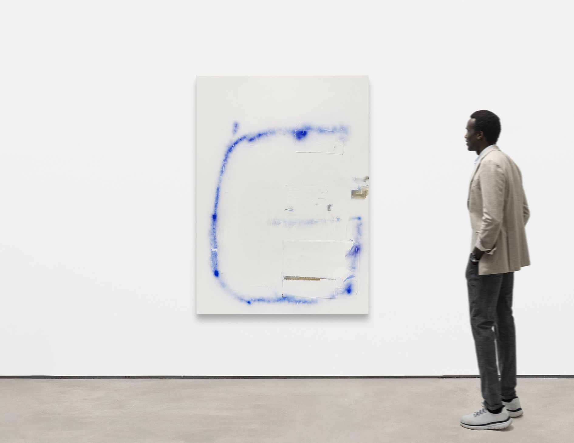 <p><b>David Ostrowski<br />
</b><i>Untitled (Letters)</i>, 2025<br />
Acrylic, lacquer and paper on canvas<br />
180 &times; 130 cm | 70 7/8 &times; 51 1/8 inches</p>
