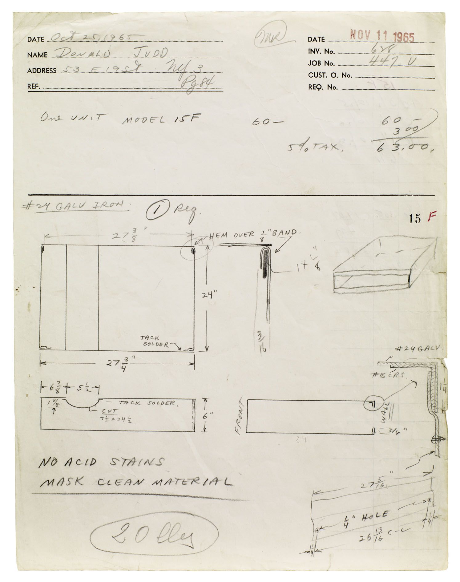 Donald Judd – Working Papers: Donald Judd Drawings, 1963 – 93 – London