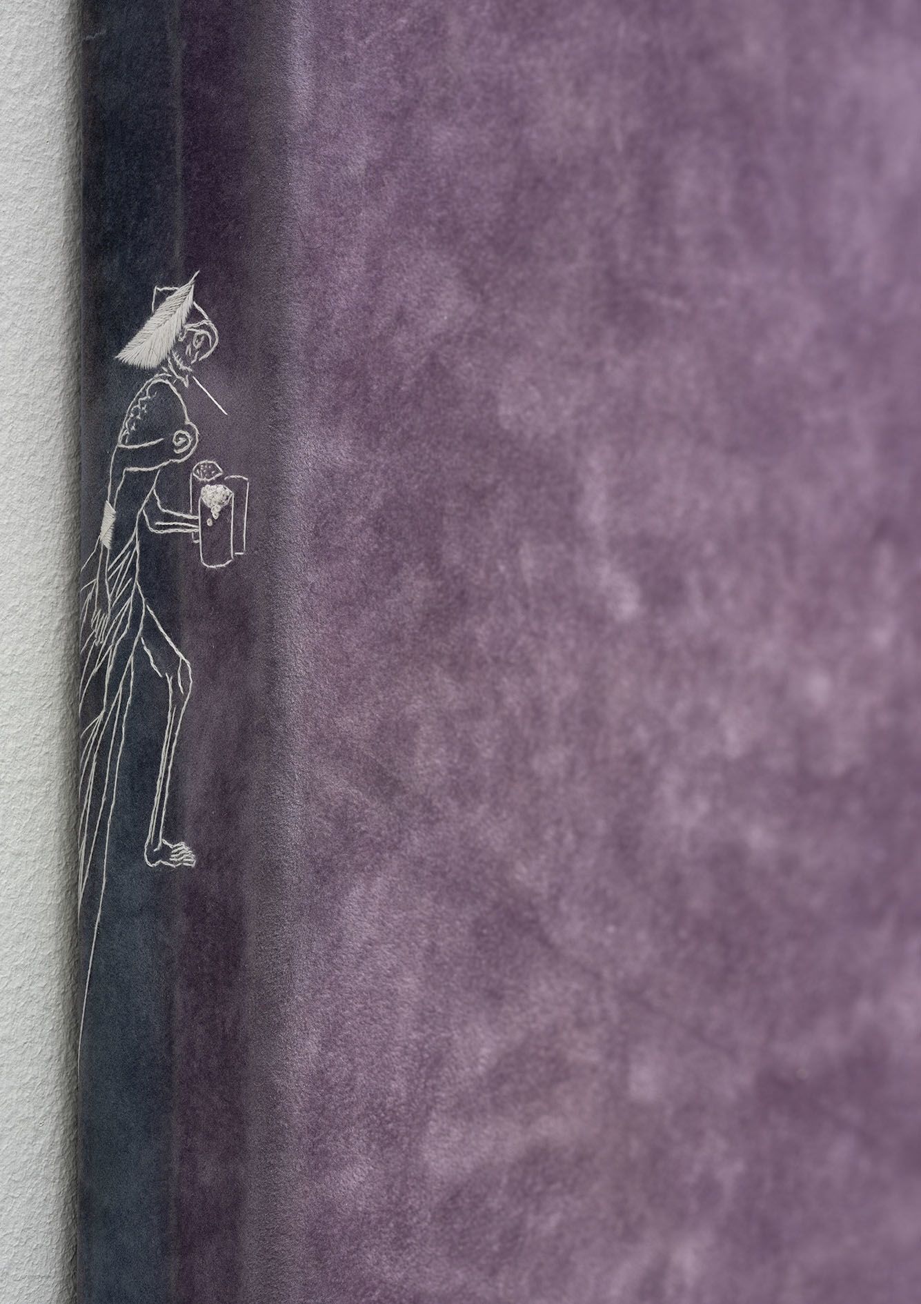 <p><b>Cyprien Gaillard<br />
</b><i>Life in the cracks (Part 4)</i>, 2025<br />
Hand embroidery on velvet on stretcher<br />
242 × 368 × 6 cm | 95 1/4 × 144 7/8 × 2 3/8 inches</p>