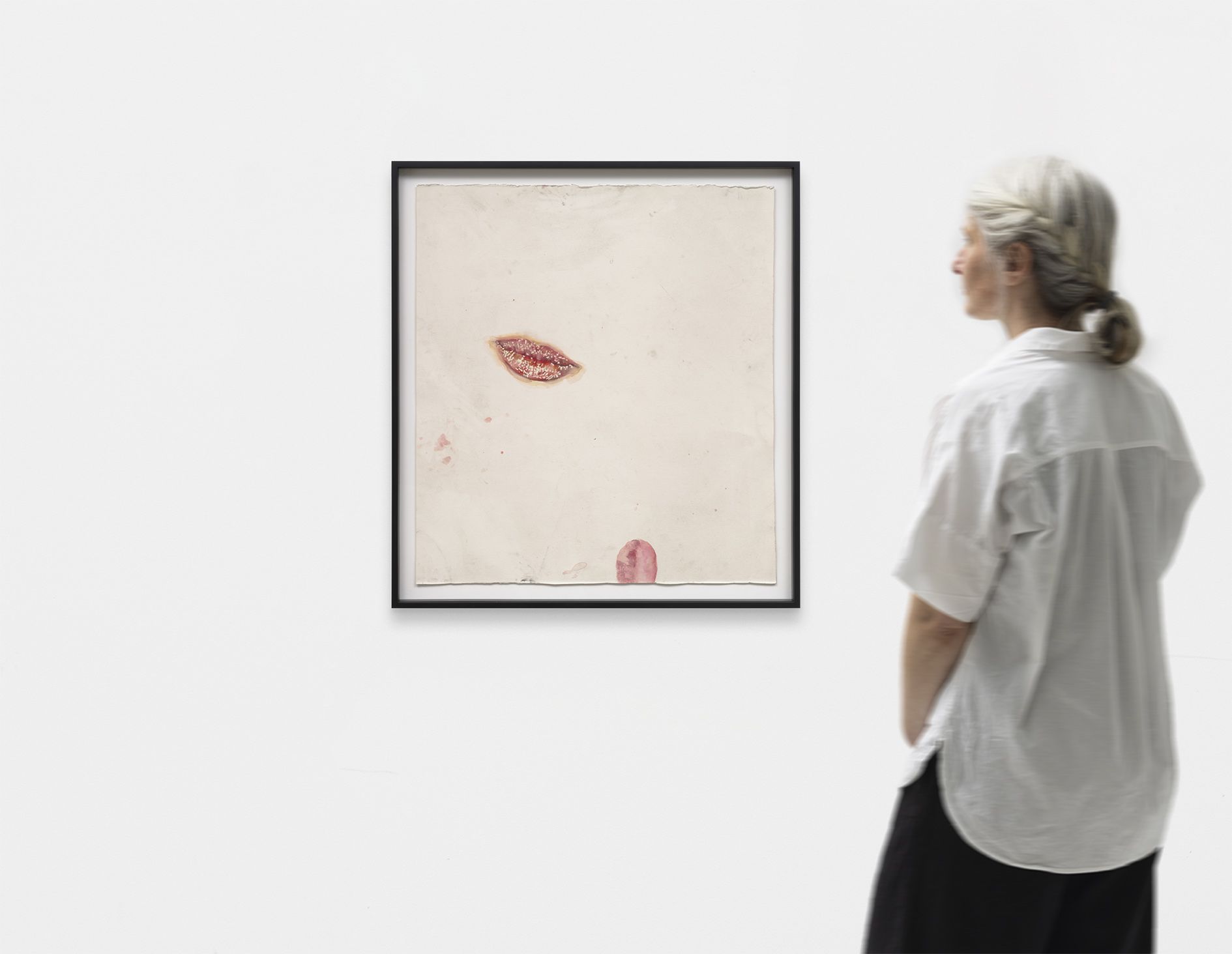 <p><b>Kaari Upson<br />
</b><i>Untitled (Lips)</i>, 2014–16<br />
Watercolor on paper<br />
64.8 × 57.8 cm | 25 1/2 × 22 3/4 inches<br />
72.1 × 65.4 × 5.1 cm | 28 3/8 × 25 3/4 × 2 inches (framed)</p>