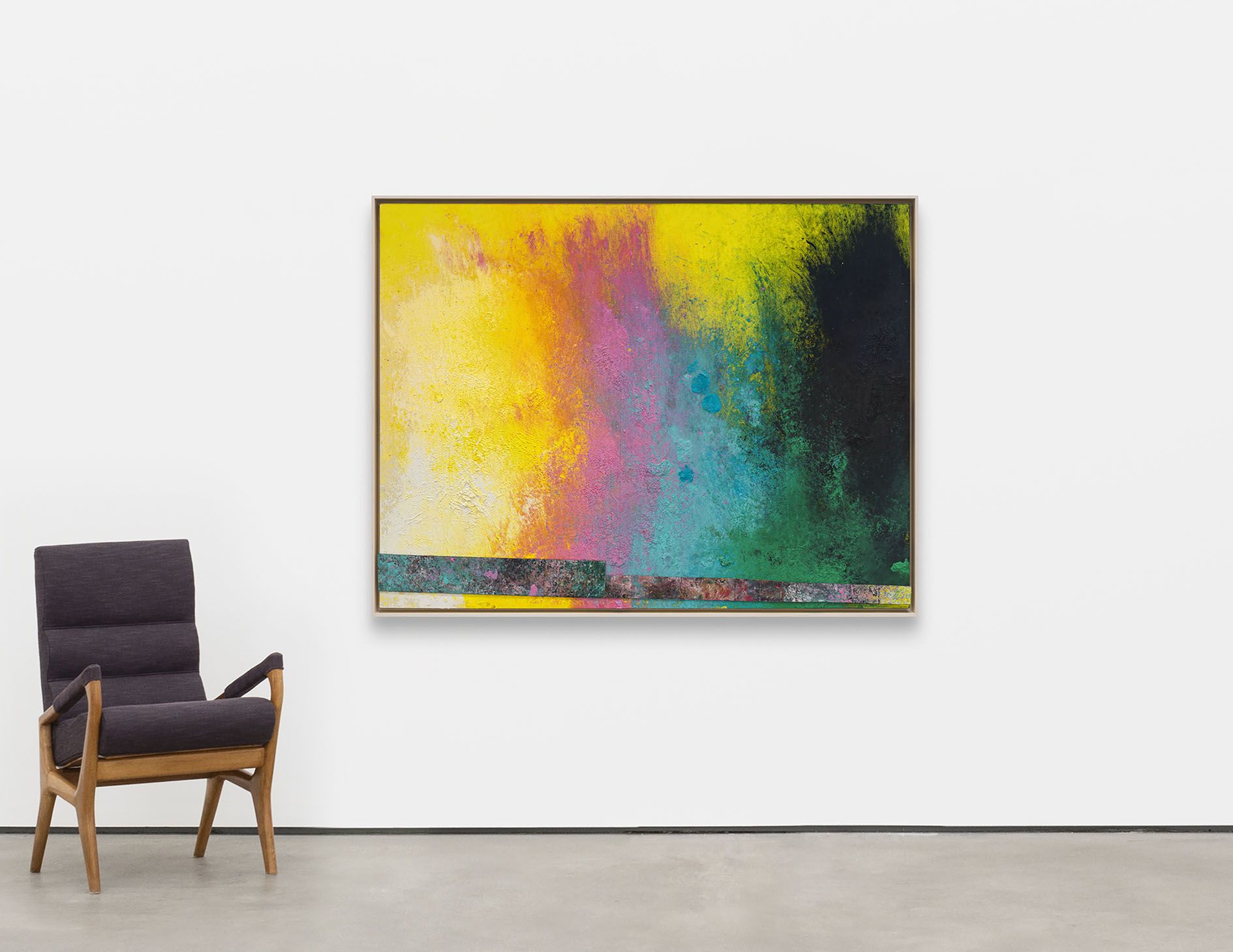 <p><b>Sterling Ruby<br />
</b><i>HORIZON. Shortness of Breath.</i>, 2025<br />
Acrylic, oil and cardboard on canvas<br />
110.5 × 144.8 × 5.1 cm | 43 1/2 × 57 × 2 inches <br />
115.3 × 149.5 × 8.3 cm | 45 3/8 × 58 7/8 × 3 1/4 inches (framed)</p>