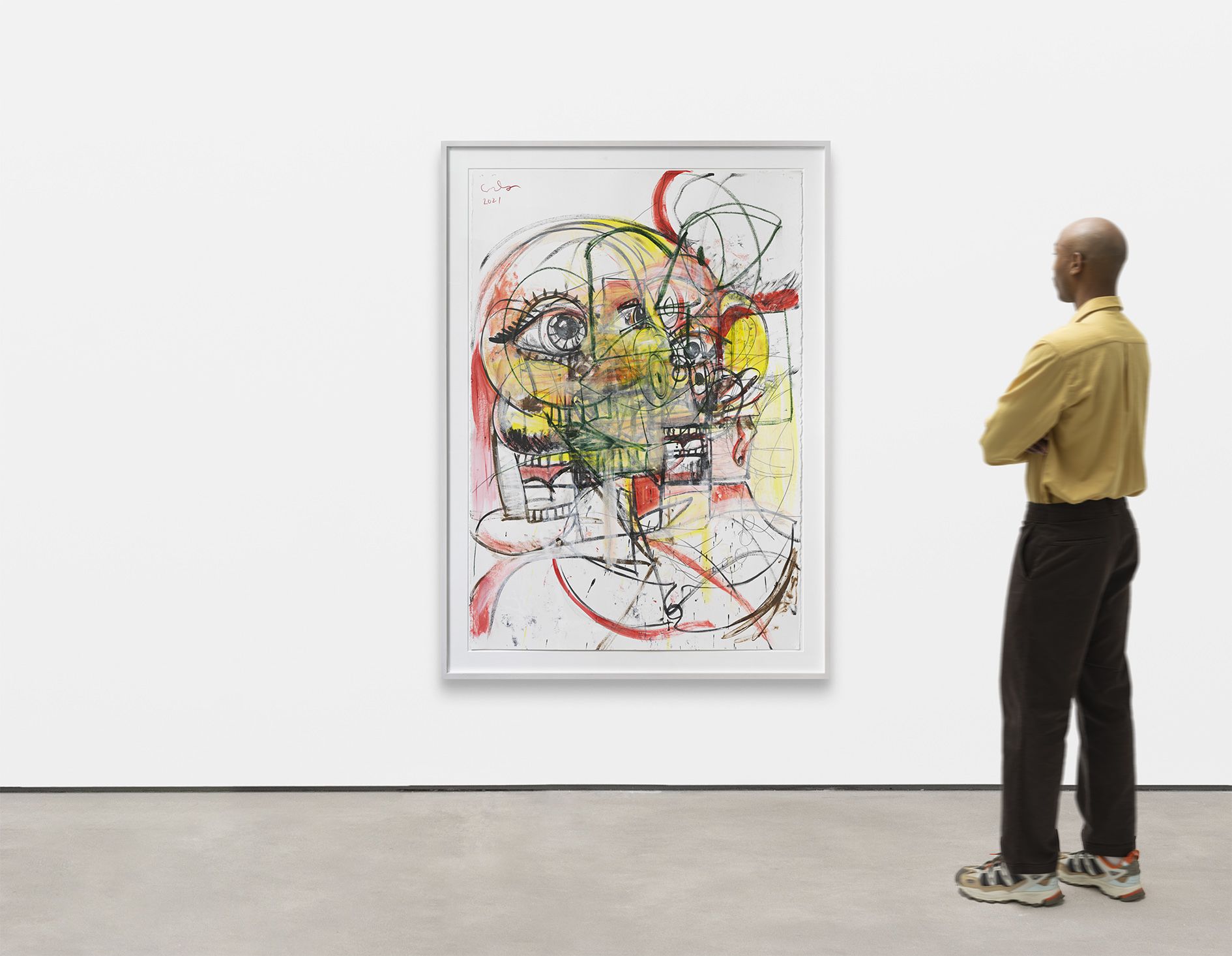 <p><b>George Condo<br />
</b><i>Smiling and Laughing</i>, 2021<br />
Ink and acrylic on paper<br />
153 × 106 cm | 60 1/4 × 41 3/4 inches<br />
171.5 × 124.5 cm | 67 1/2 × 49 inches (framed)</p>
