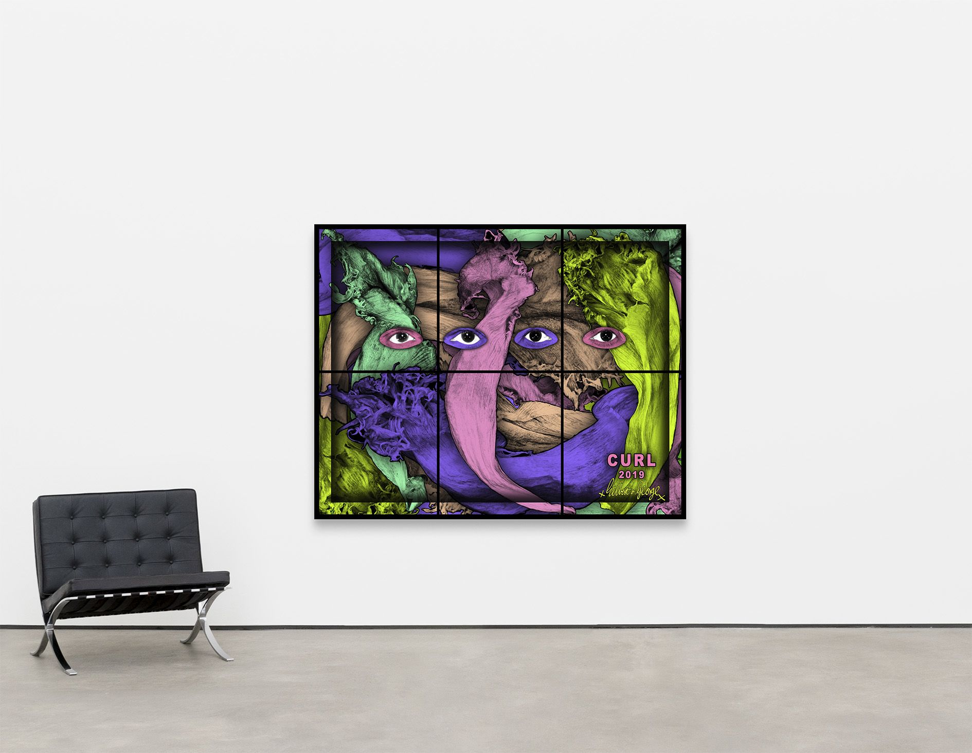 <p><b>Gilbert & George<br />
</b><i>CURL</i>, 2019<br />
Mixed media<br />
151 × 190 cm | 59 1/2 × 74 7/8 inches</p>
