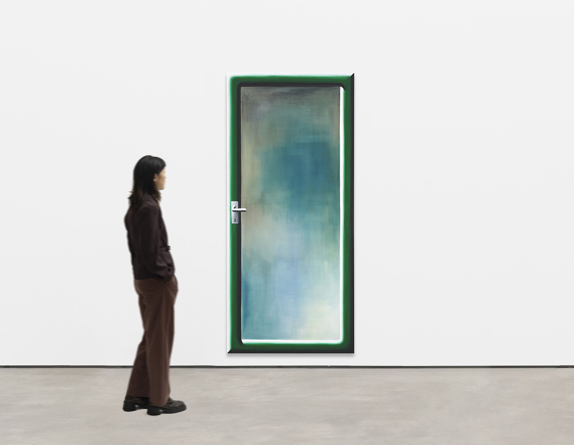 <p><b>Andreas Schulze<br />
</b><i>Untitled (Door in the forest)</i>, 2024<br />
Acrylic on nettle cloth<br />
220 × 100 cm | 86 5/8 × 39 3/8 inches</p>
