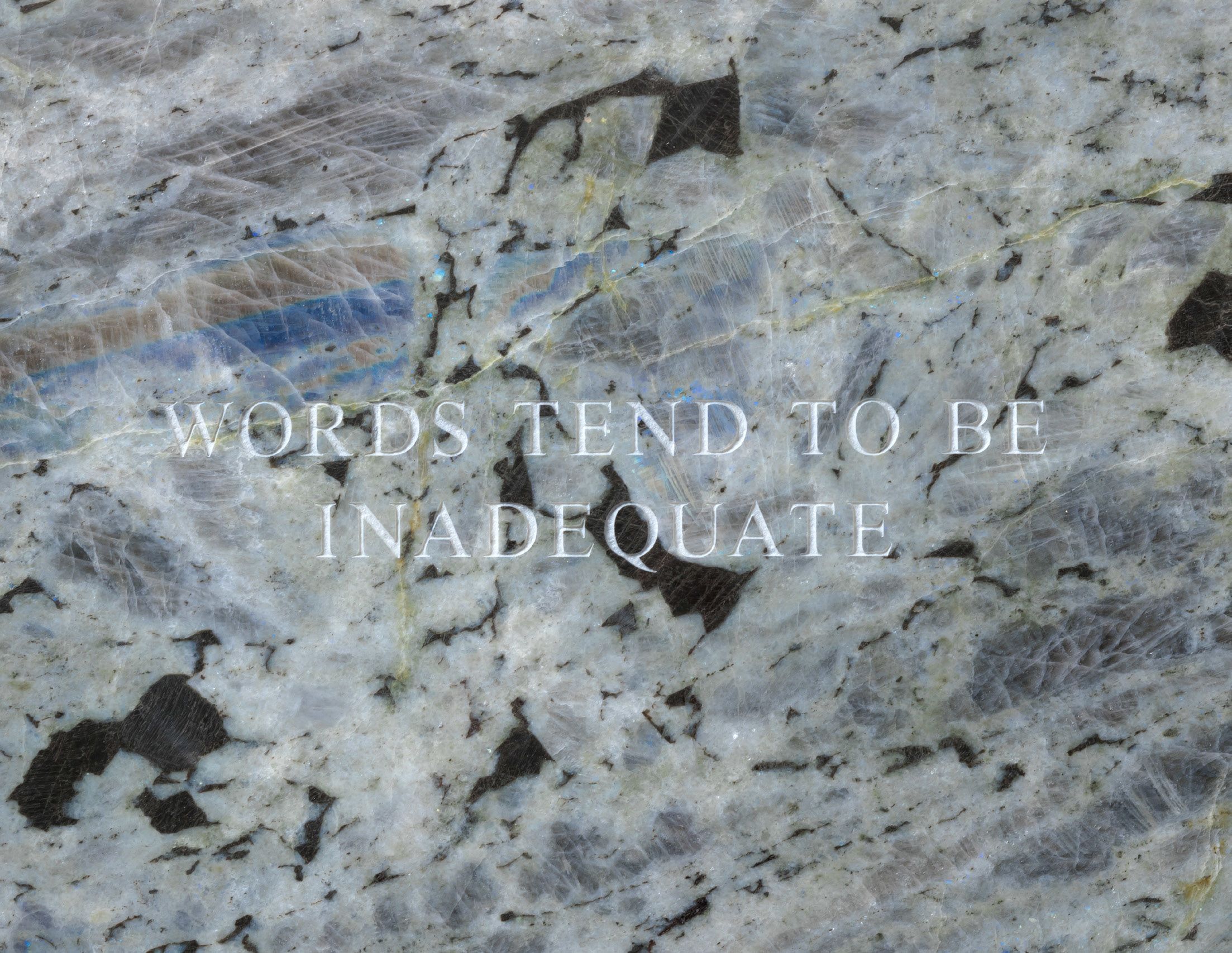 <p><b>Jenny Holzer<br />
</b><i>Selection from Truisms: Words tend to…</i>, 2020<br />
Text: Truisms (1977&ndash;79)<br />
White Labradorite footstool<br />
43.2 &times; 63.5 &times; 40.6 cm | 17 &times; 25 &times; 16 inches<br />
Edition of 6</p>
