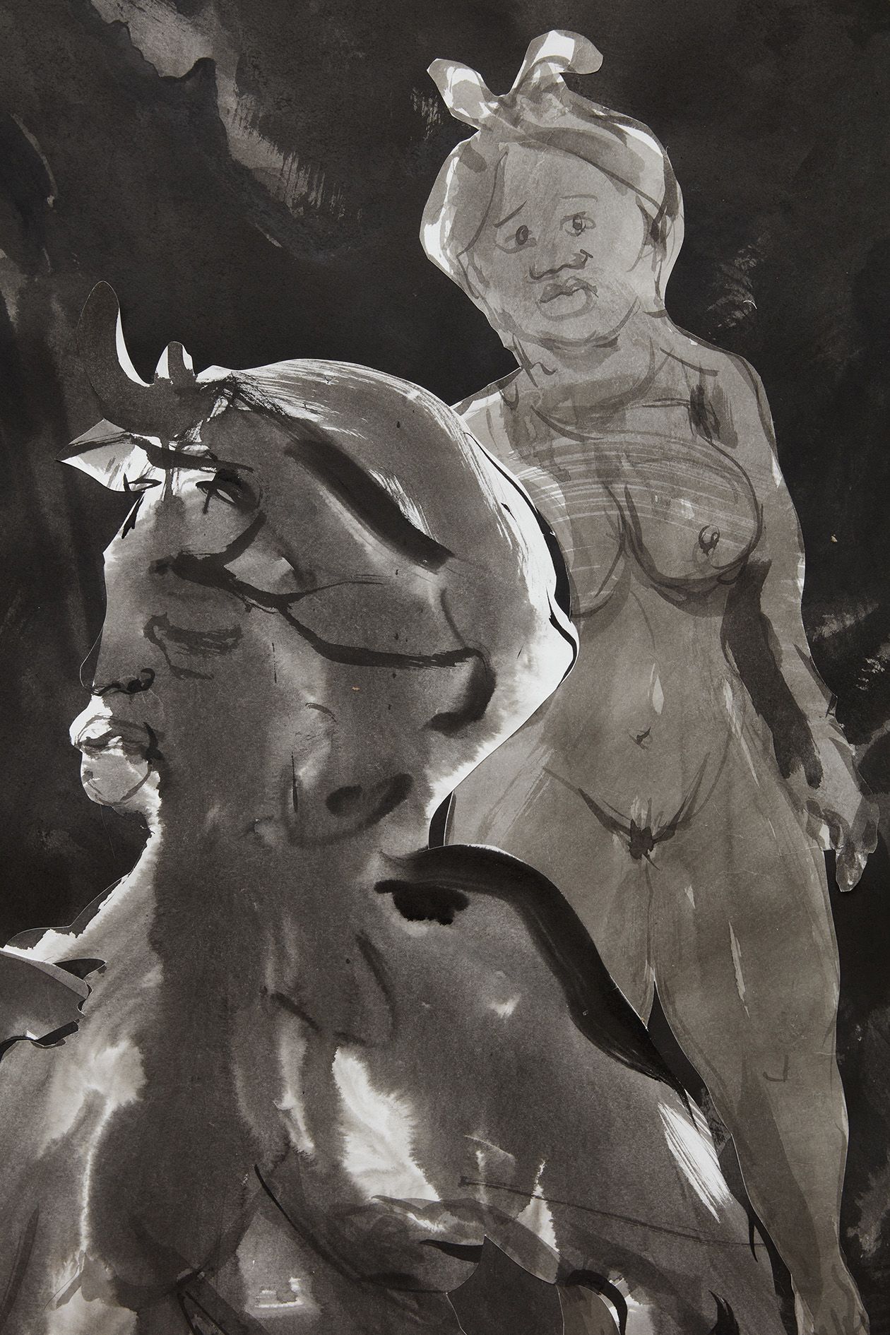 <p><b>Kara Walker<br />
</b><i>A Free Speech Exercise Whose Main Point was Lost Midway Through</i>, 2022&ndash;23<br />
Ink, graphite and cut paper on paper<br />
178.4 &times; 198.8 cm | 70 1/4 &times; 78 1/4 inches<br />
190.5 &times; 215.3 &times; 8.9 cm | 75 &times; 84 3/4 &times; 3 1/2 inches (framed)</p>
