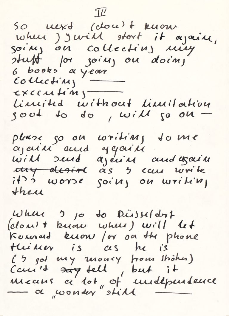Hanne Darboven to Sol LeWitt, 15.6.1969. 
All correspondence courtesy and &copy; Hanne Darboven Foundation