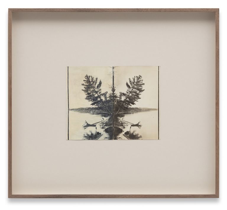 Tacita Dean
A Rakish Pair, 2020
Two found postcards, one painted with gouache
35 × 39 cm (framed)
13 7/8 × 15 3/8 inches (framed)