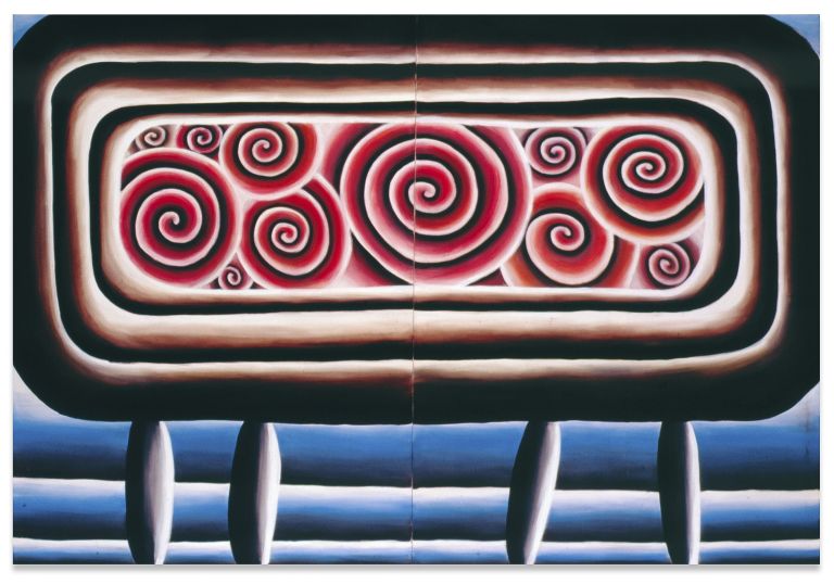 Andreas Schulze
Untitled, 1984
Acrylic on nettle cloth
230 &times; 340 cm (2-teilig)
90 1/2 &times; 133 7/8 inches (2 parts)