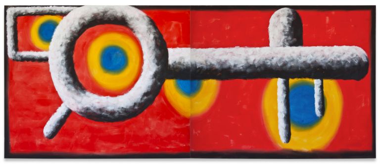 Andreas Schulze
Untitled (Forms), 1982/ 2010
Acrylic on nettle cloth
190 &times; 440 cm (2-teilig)
74 7/8 &times; 173 1/4 inches (2 parts)