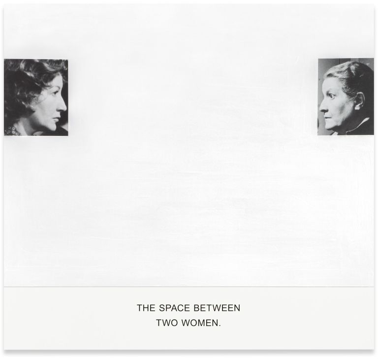 John Baldessari
The Space Between Two Women., 2019
Varnished inkjet prints on canvas with acrylic paint
137.5 &times; 146.4 &times; 3.8 cm
54 1/8 &times; 57 5/8 &times; 1 1/2 inches
