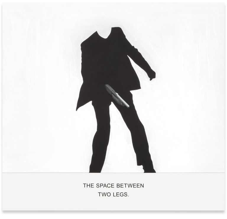 John Baldessari
The Space Between Two Legs., 2019
Varnished inkjet prints on canvas with acrylic paint
137.5 &times; 146.4 &times; 3.8 cm
54 1/8 &times; 57 5/8 &times; 1 1/2 inches