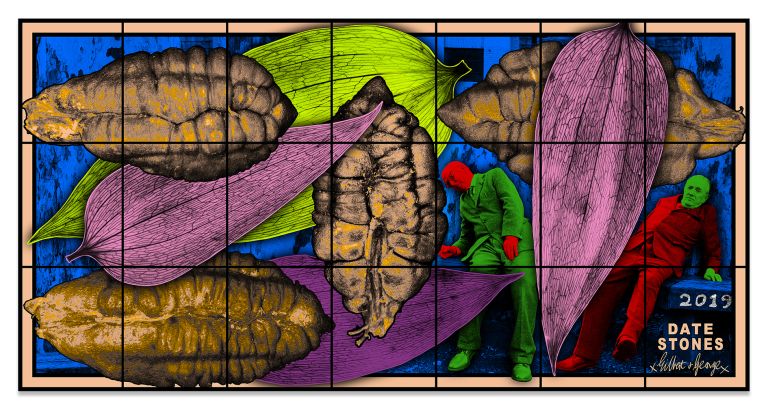 Gilbert & George
DATE STONES, 2019
Mixed media
226 &times; 442 cm
89 &times; 174 inches
