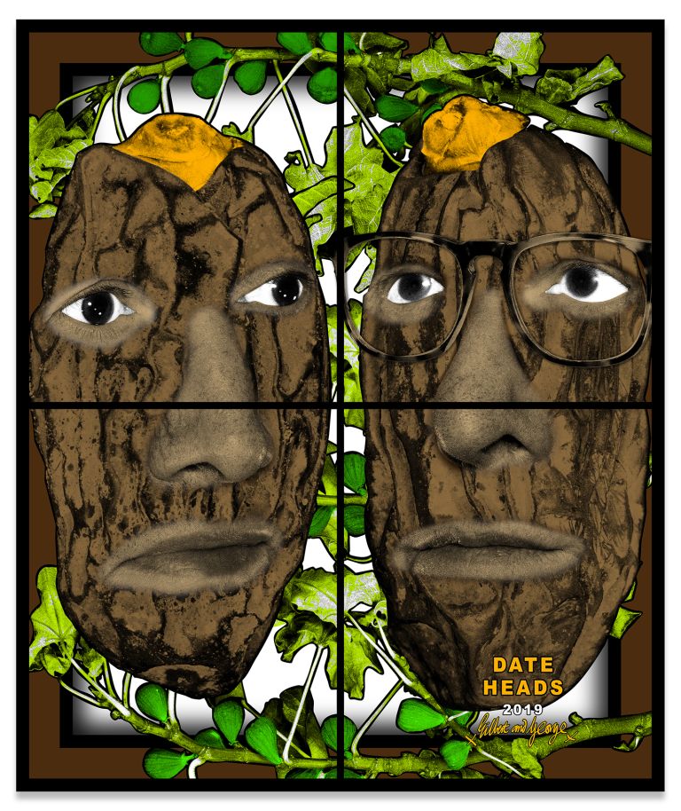 Gilbert & George
DATE HEADS, 2019
Mixed media
151 &times; 127 cm
59 1/2 &times; 50 inches