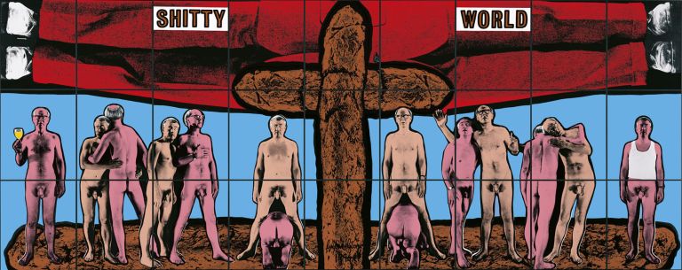 Gilbert & George
SHITTY WORLD, 1994
Mixed media
253 x 639 cm
99 5/8 x 251 1/2 in
