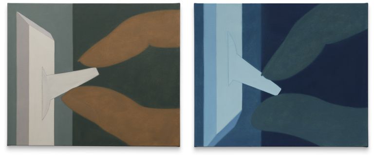 Henni Alftan
ON/OFF (D&eacute;j&agrave;-vu), 2022
Oil on canvas (2 parts)
54 &times; 65 cm each
21 1/4 &times; 25 5/8 inches each