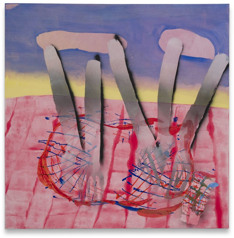Kaari Upson
Untitled, 2020
Acrylic, spray paint and oil on canvas
121.9 &times; 121.9 cm
48 &times; 48 inches