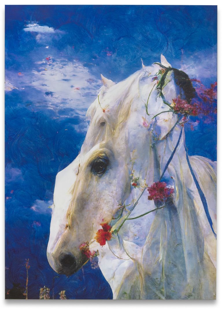 Jon Rafman
𐤒𐤓𐤌𐤟𐤎𐤅𐤎𐤉𐤌
(Cheval Cr&egrave;me), 2022
Inkjet print and acrylic on canvas
186.7 &times; 134.6 cm
73.5 &times; 53 inches