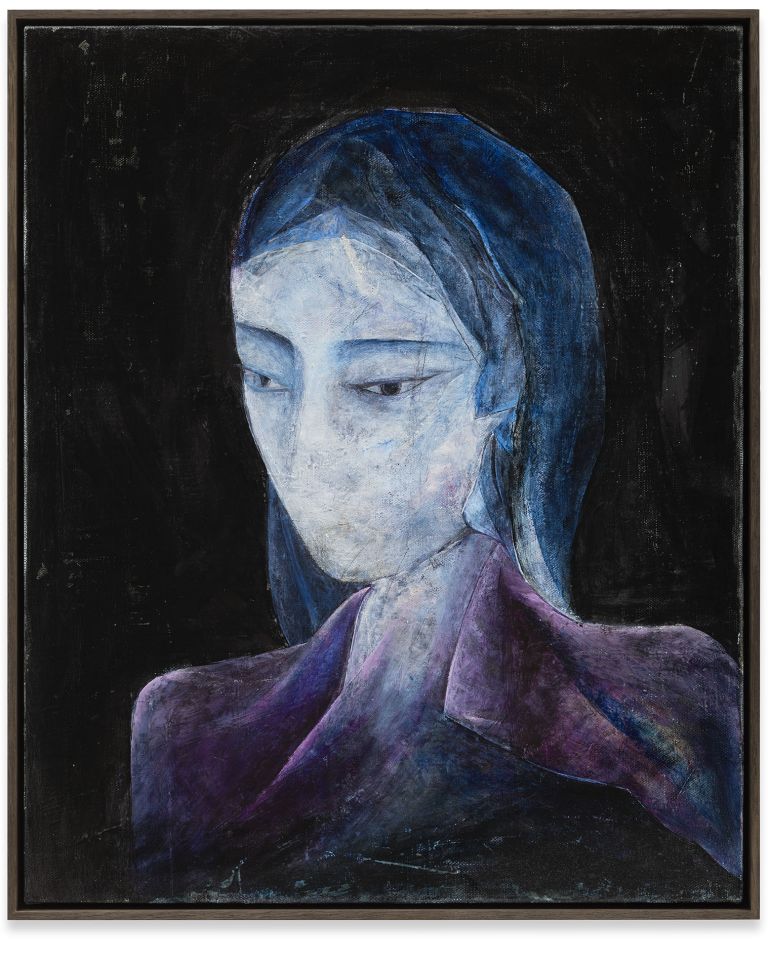 Andro Wekua
Face Looking, 2022
Oil and pencil on canvas
57 &times; 47 &times; 4.5 cm (framed)
22 3/8 &times; 18 1/2 &times; 1 3/4 inches (framed)